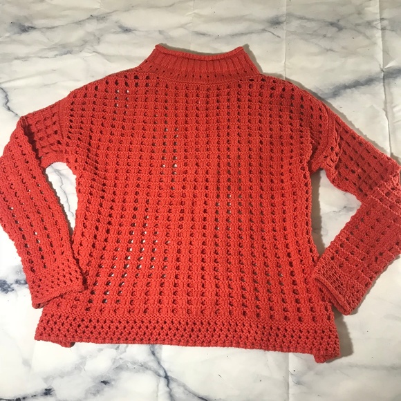 Free People Orange Cable Knit Turtleneck Sweater - Picture 5 of 6